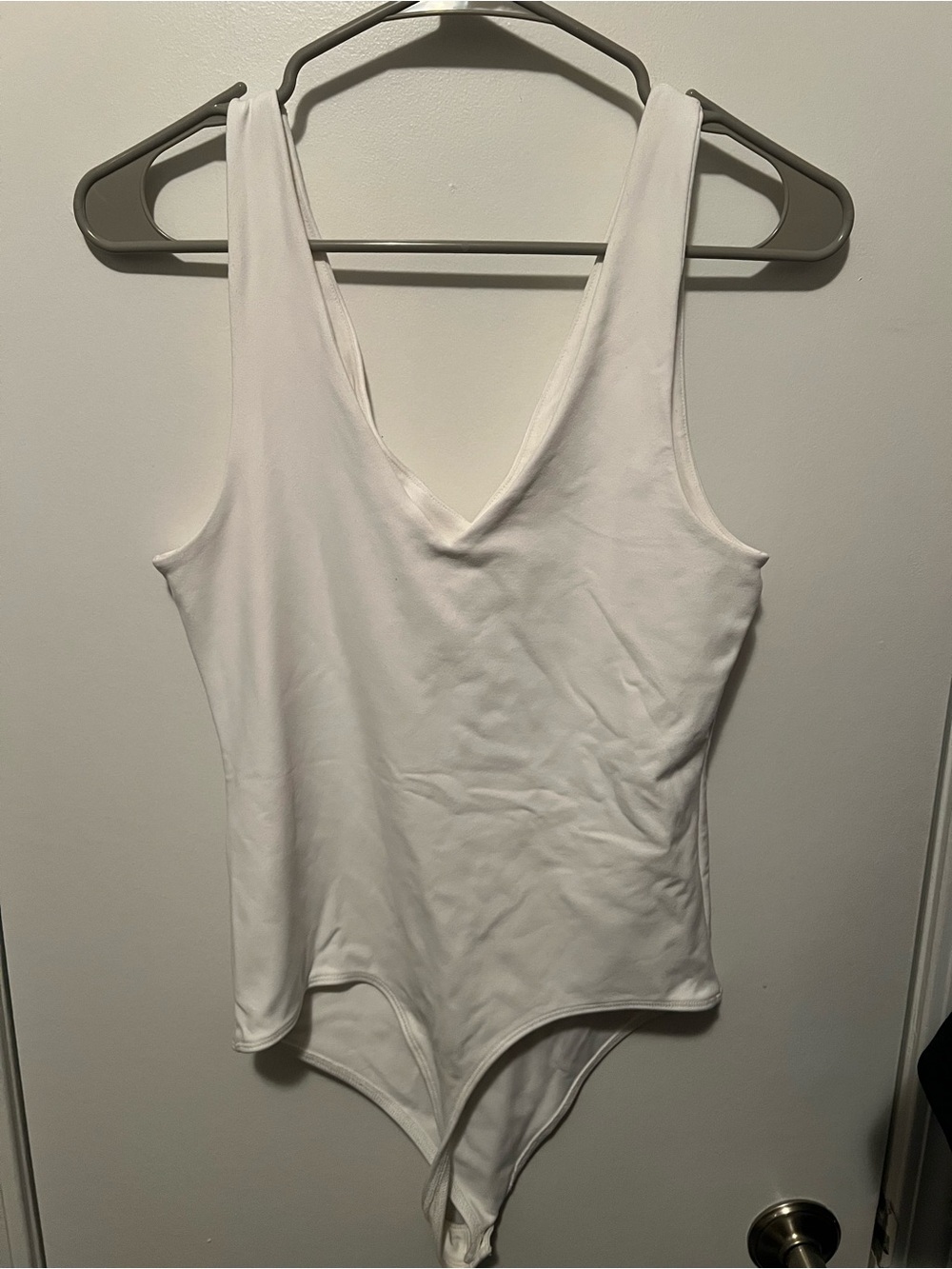 Abercrombie & Fitch White V-Neck Tank Bodysuit